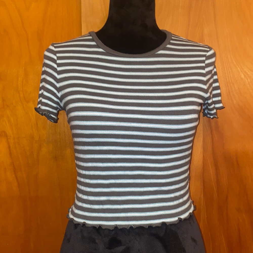 green striped cropped short sleeve